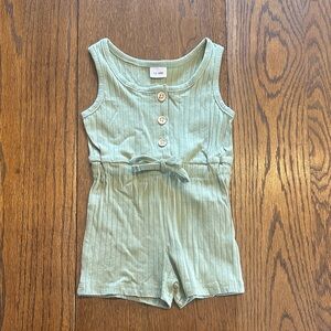 Girls Sleeveless Green Romper